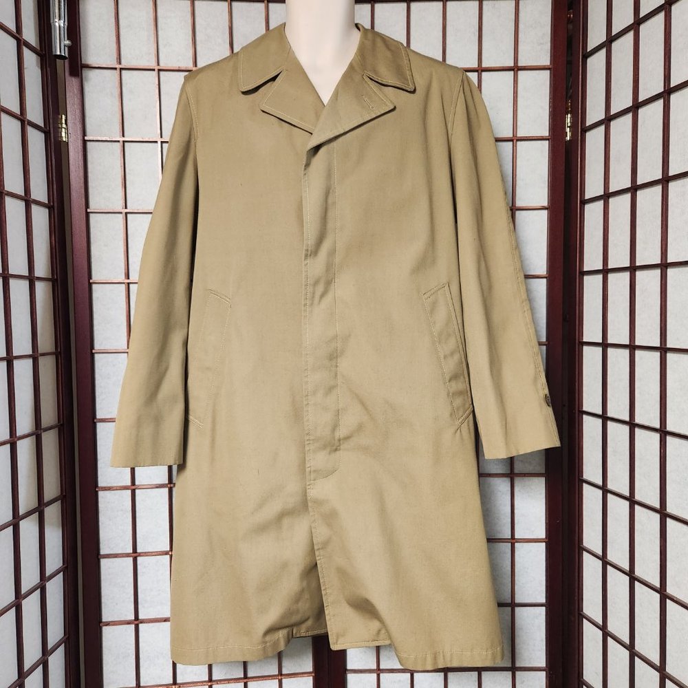 Vintage Wingflite Tan Norseman Cloth Trench Coat Size 36R